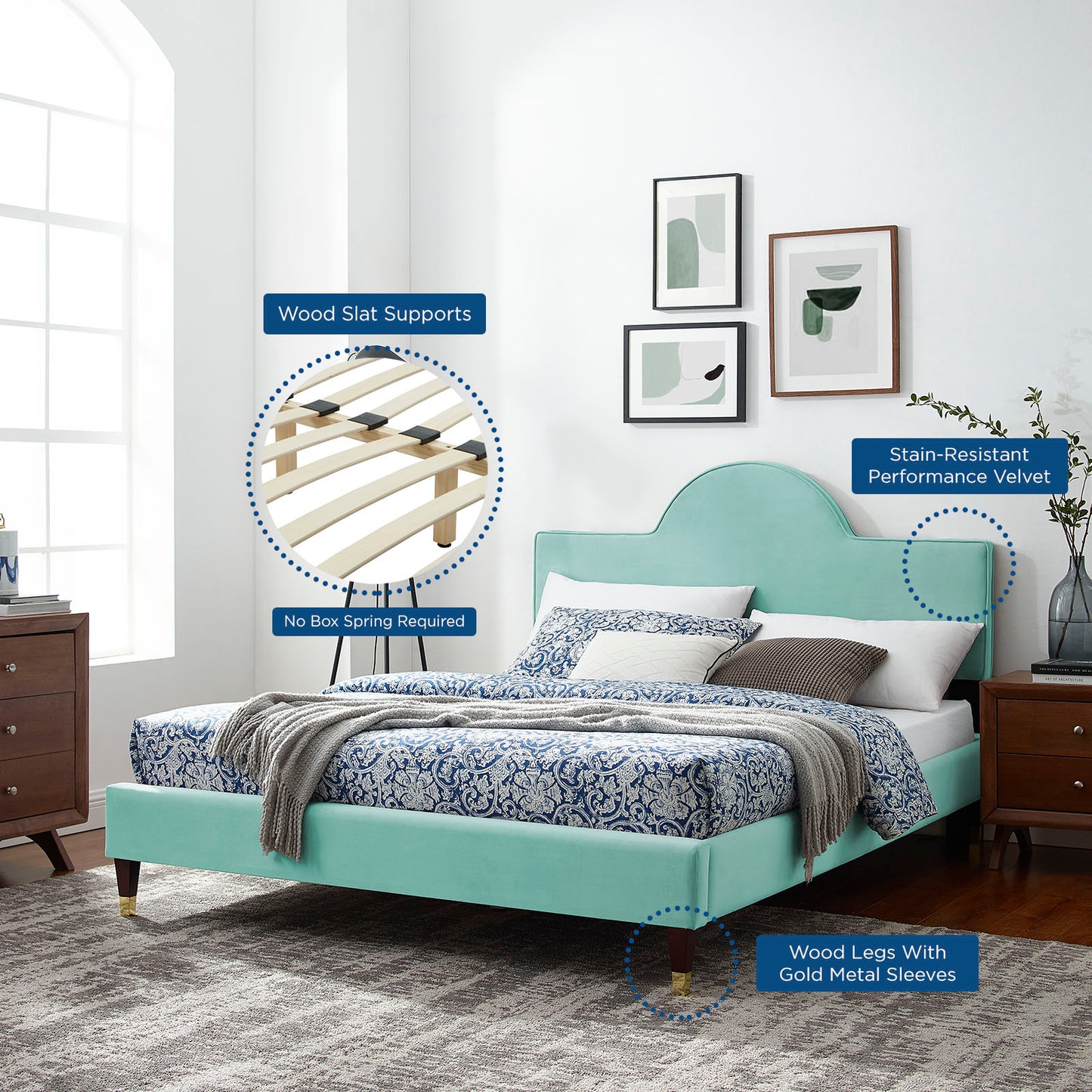 Aurora Performance Velvet Queen Bed By Modway - MOD-6517 | Beds | Modishstore - 36