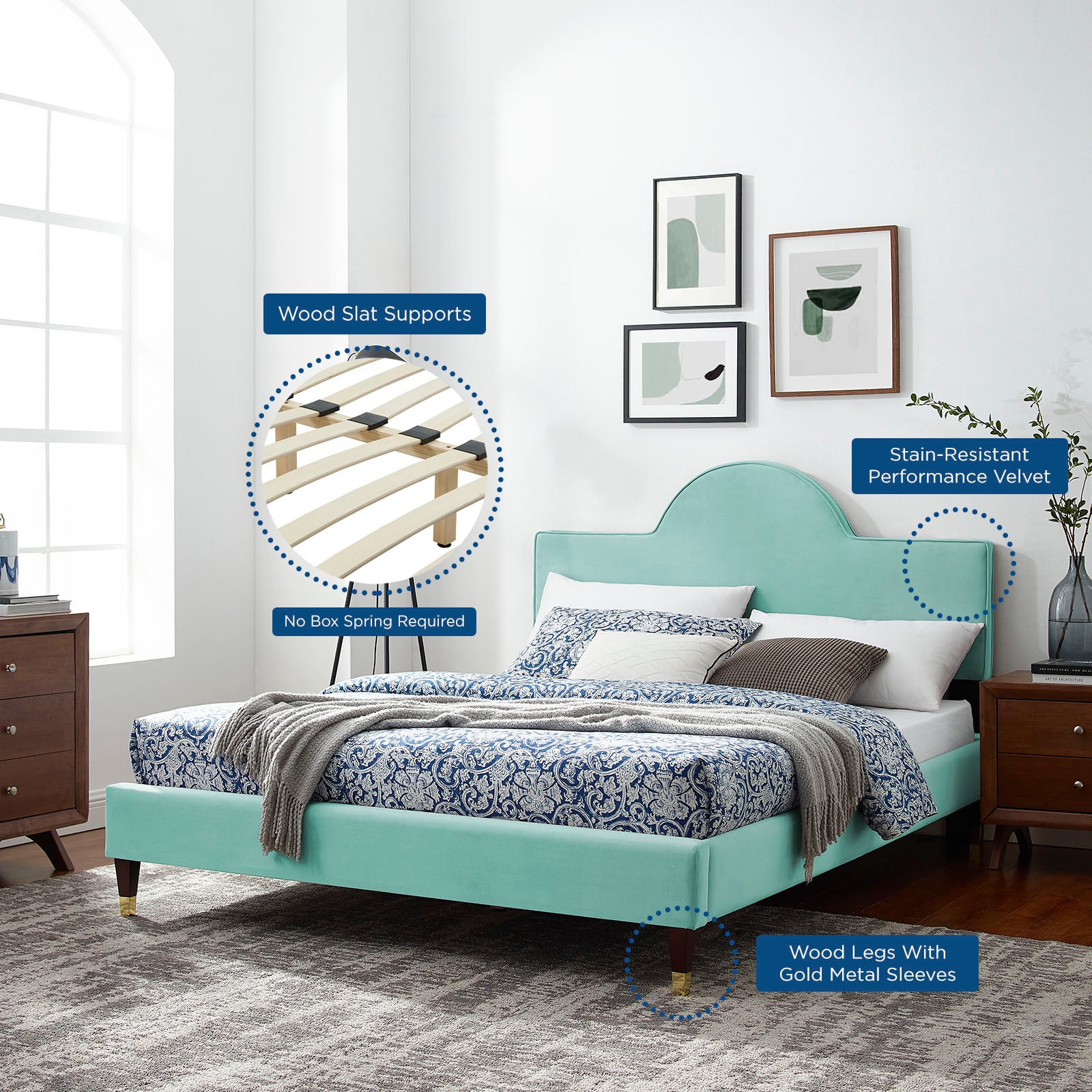 Aurora Performance Velvet Queen Bed By Modway - MOD-6517 | Beds | Modishstore - 36