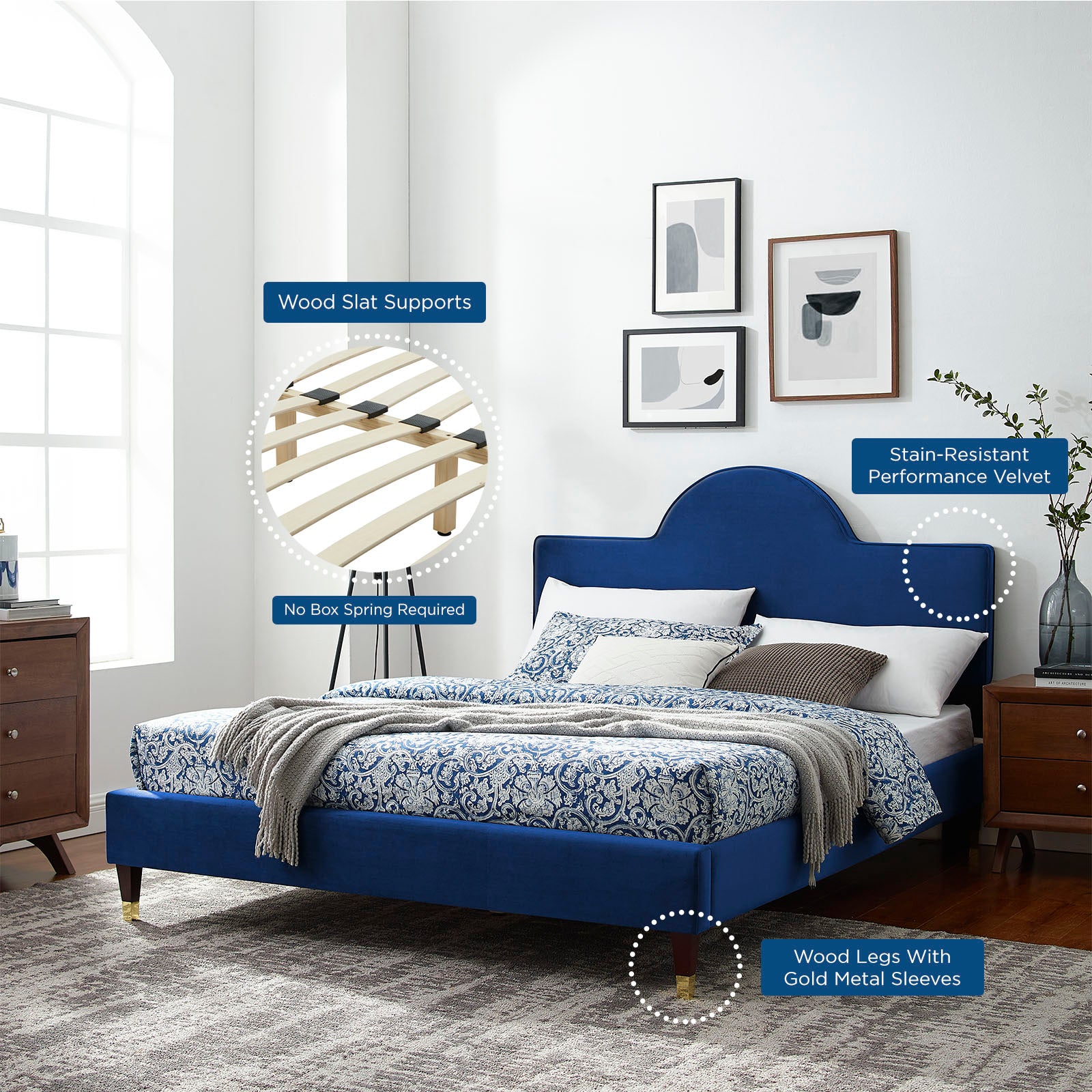 Aurora Performance Velvet Queen Bed By Modway - MOD-6517 | Beds | Modishstore - 45