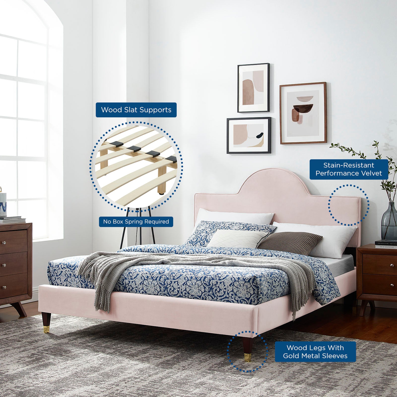 Aurora Performance Velvet Queen Bed By Modway - MOD-6517 | Beds | Modishstore - 54