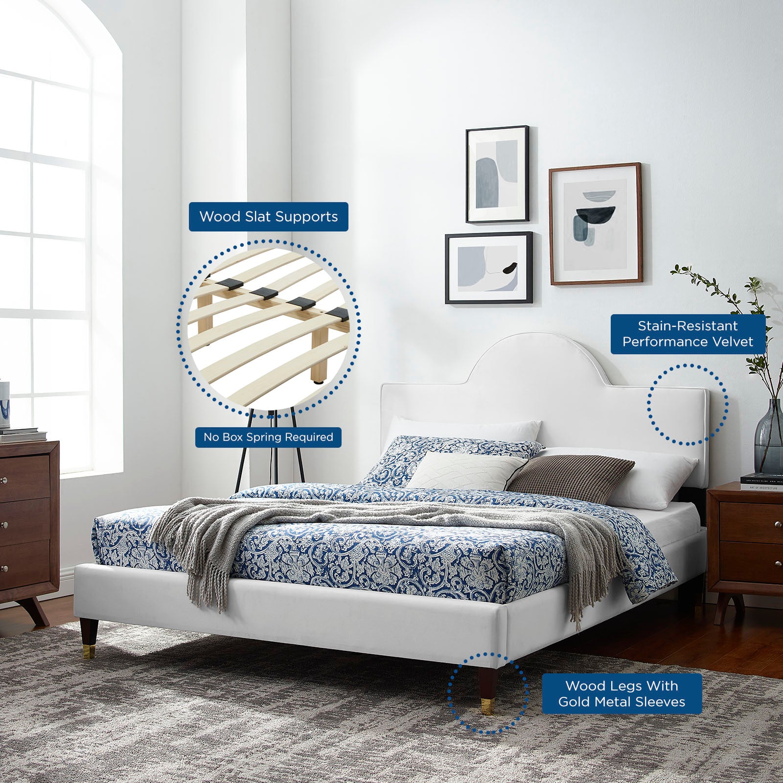 Aurora Performance Velvet Queen Bed By Modway - MOD-6517 | Beds | Modishstore - 72