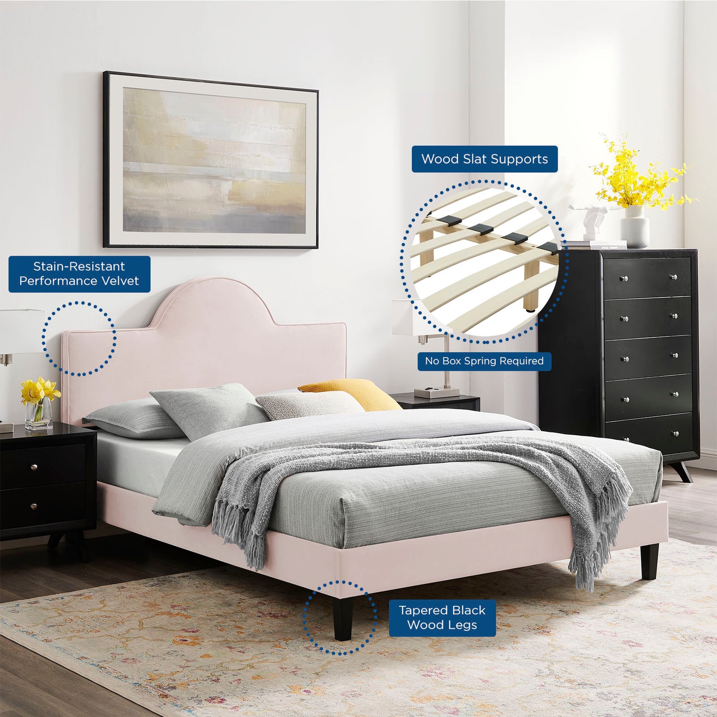 Soleil Performance Velvet Queen Bed By Modway - MOD-6518 | Beds | Modishstore - 54