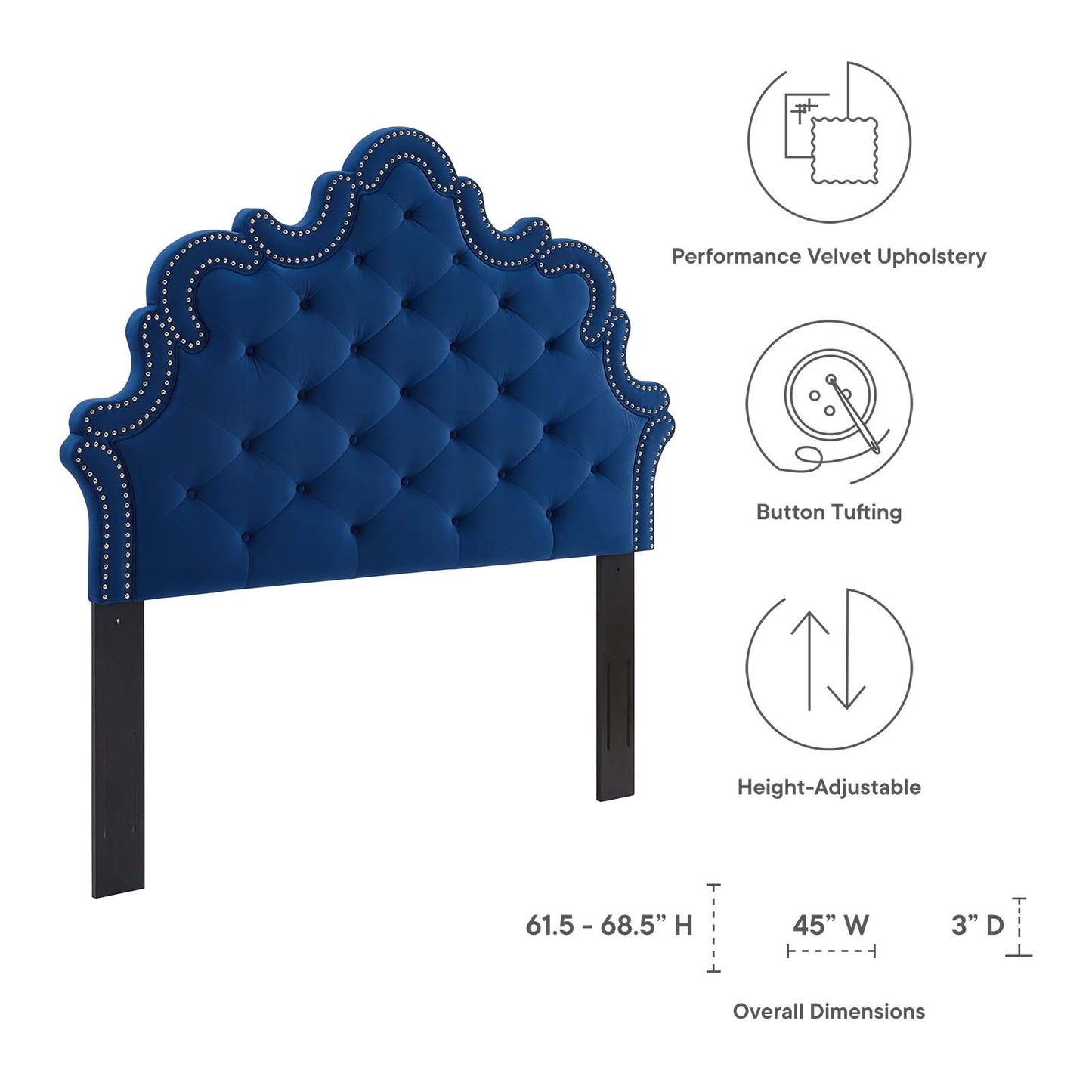 Arabella Button-Tufted Performance Velvet Twin Headboard By Modway - MOD-6562 | Headboards | Modishstore - 21