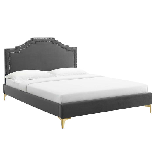 Adelaide Performance Velvet Queen Platform Bed By Modway - MOD-6580 | Beds | Modishstore - 1