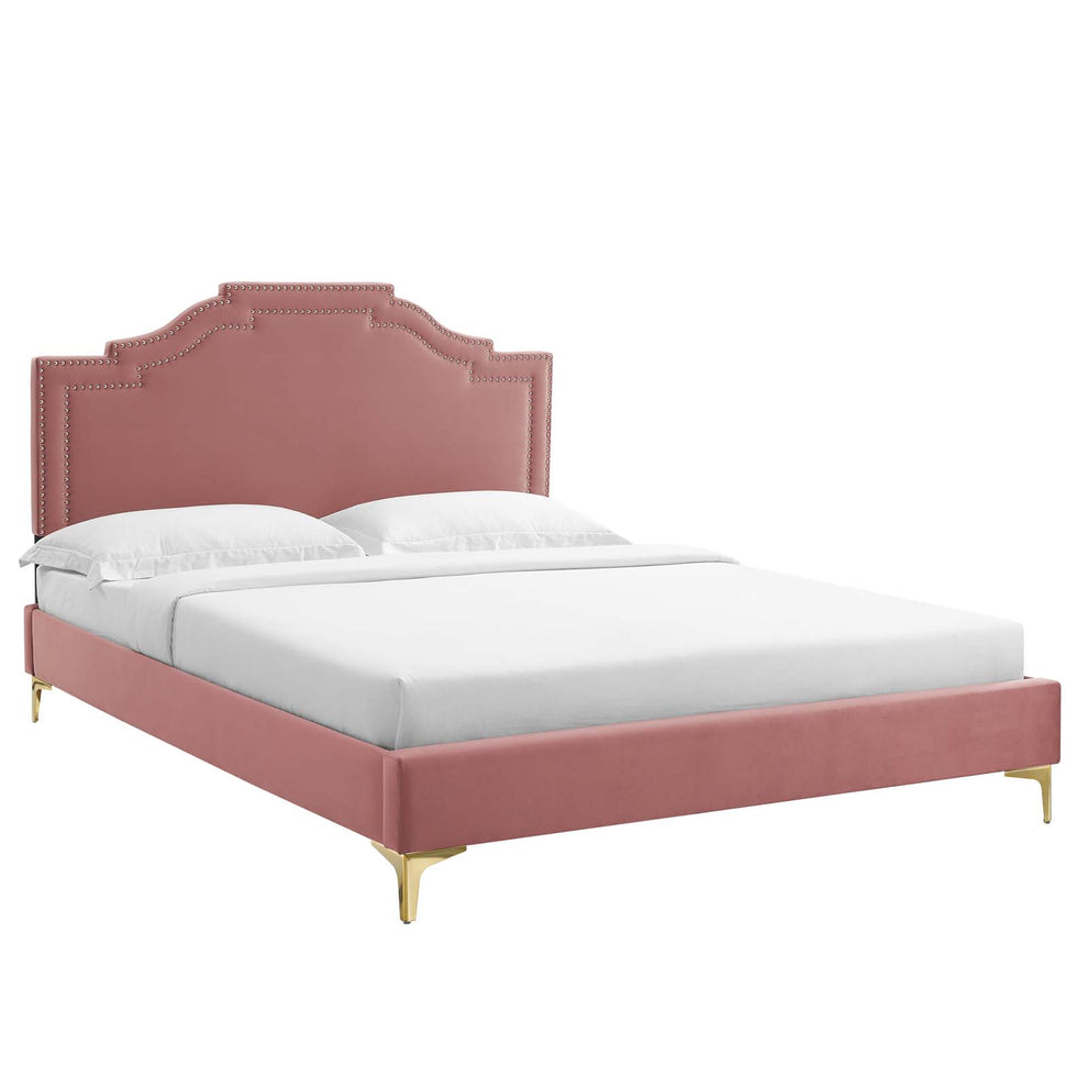 Adelaide Performance Velvet Queen Platform Bed By Modway - MOD-6580 | Beds | Modishstore - 15