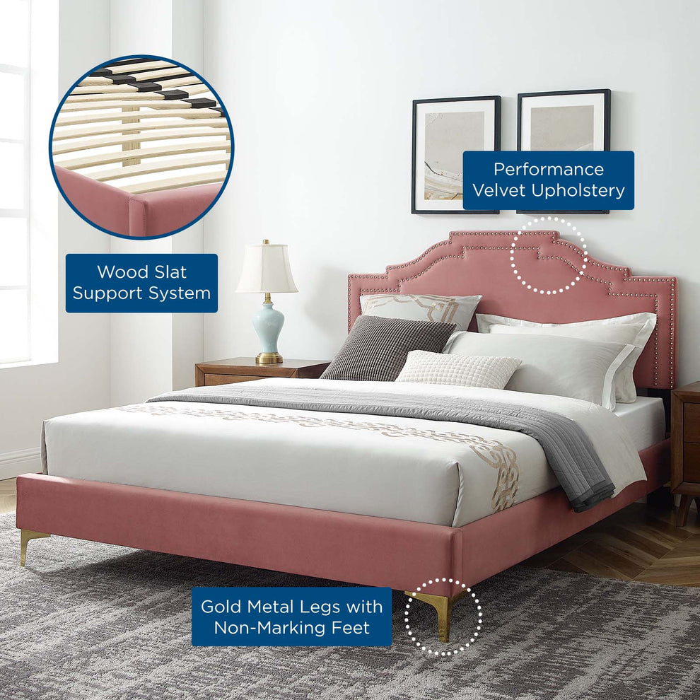 Adelaide Performance Velvet Queen Platform Bed By Modway - MOD-6580 | Beds | Modishstore - 20