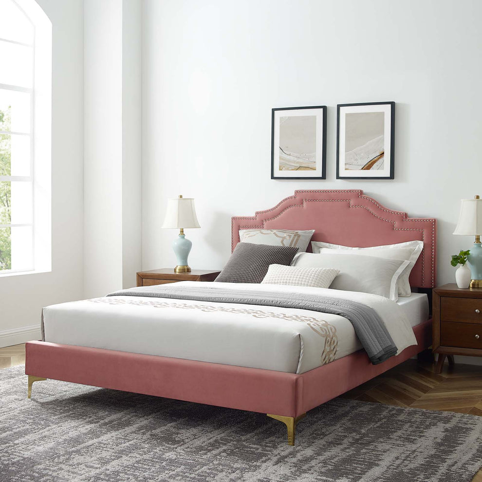 Adelaide Performance Velvet Queen Platform Bed By Modway - MOD-6580 | Beds | Modishstore - 21