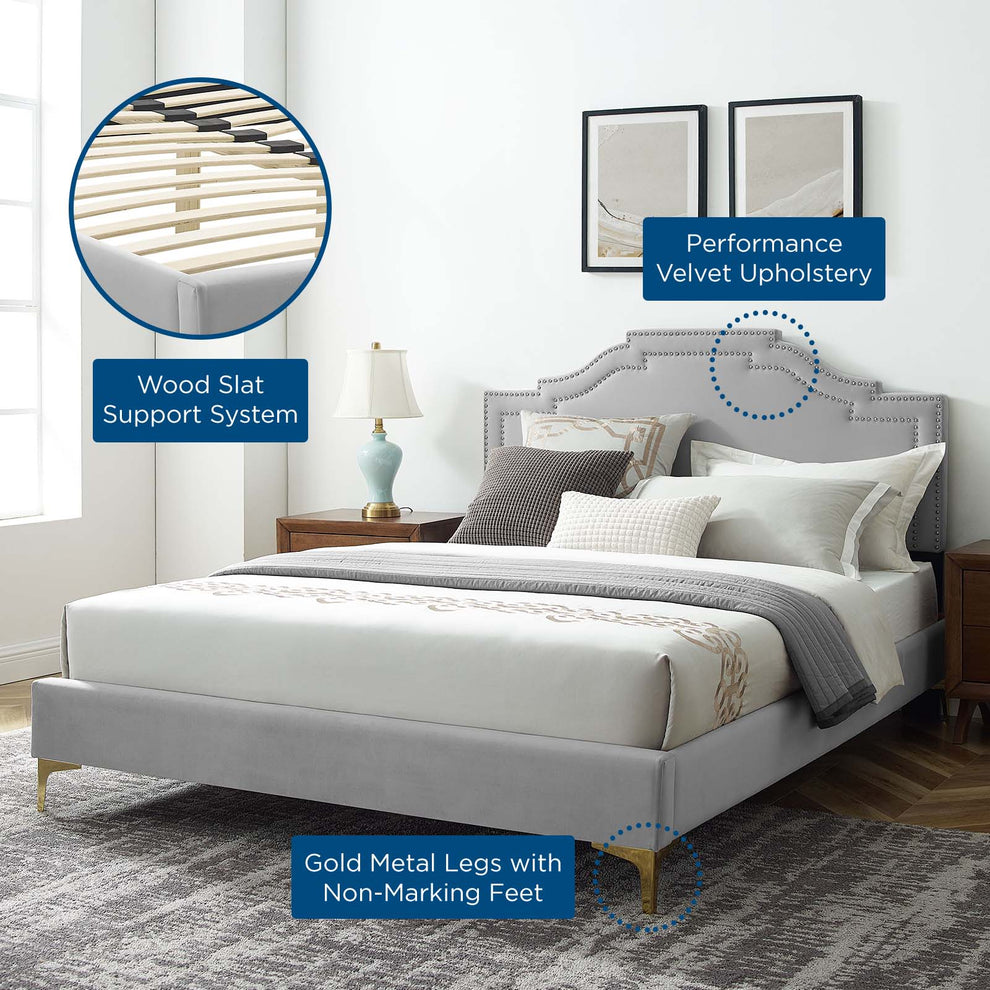Adelaide Performance Velvet Queen Platform Bed By Modway - MOD-6580 | Beds | Modishstore - 34