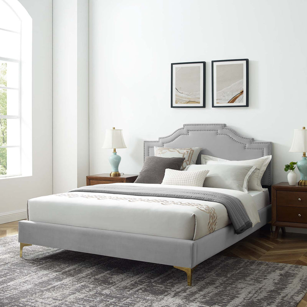 Adelaide Performance Velvet Queen Platform Bed By Modway - MOD-6580 | Beds | Modishstore - 35