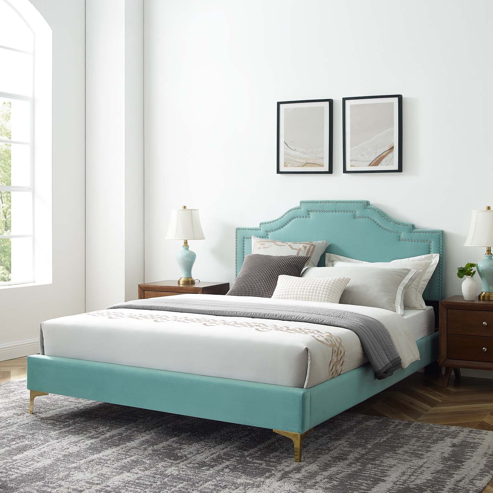 Adelaide Performance Velvet Queen Platform Bed By Modway - MOD-6580 | Beds | Modishstore - 49