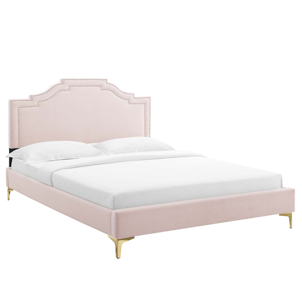 Adelaide Performance Velvet Queen Platform Bed By Modway - MOD-6580 | Beds | Modishstore - 71