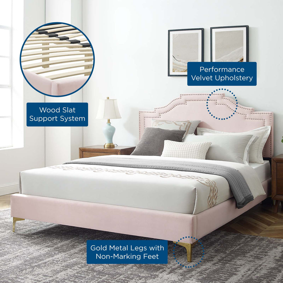 Adelaide Performance Velvet Queen Platform Bed By Modway - MOD-6580 | Beds | Modishstore - 76