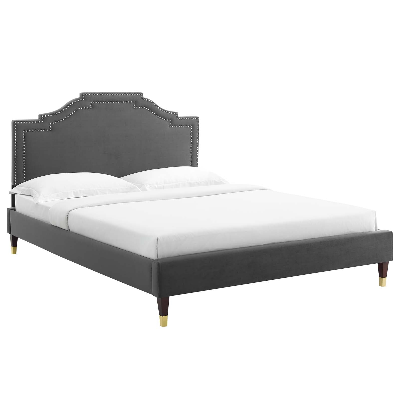 Adelaide Performance Velvet Queen Platform Bed By Modway - MOD-6581 | Beds | Modishstore - 1