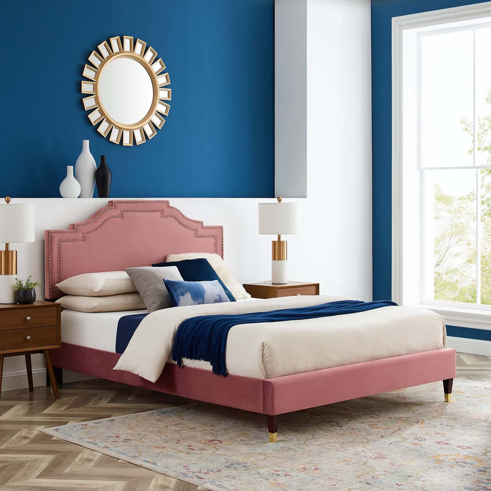 Adelaide Performance Velvet Queen Platform Bed By Modway - MOD-6581 | Beds | Modishstore - 20