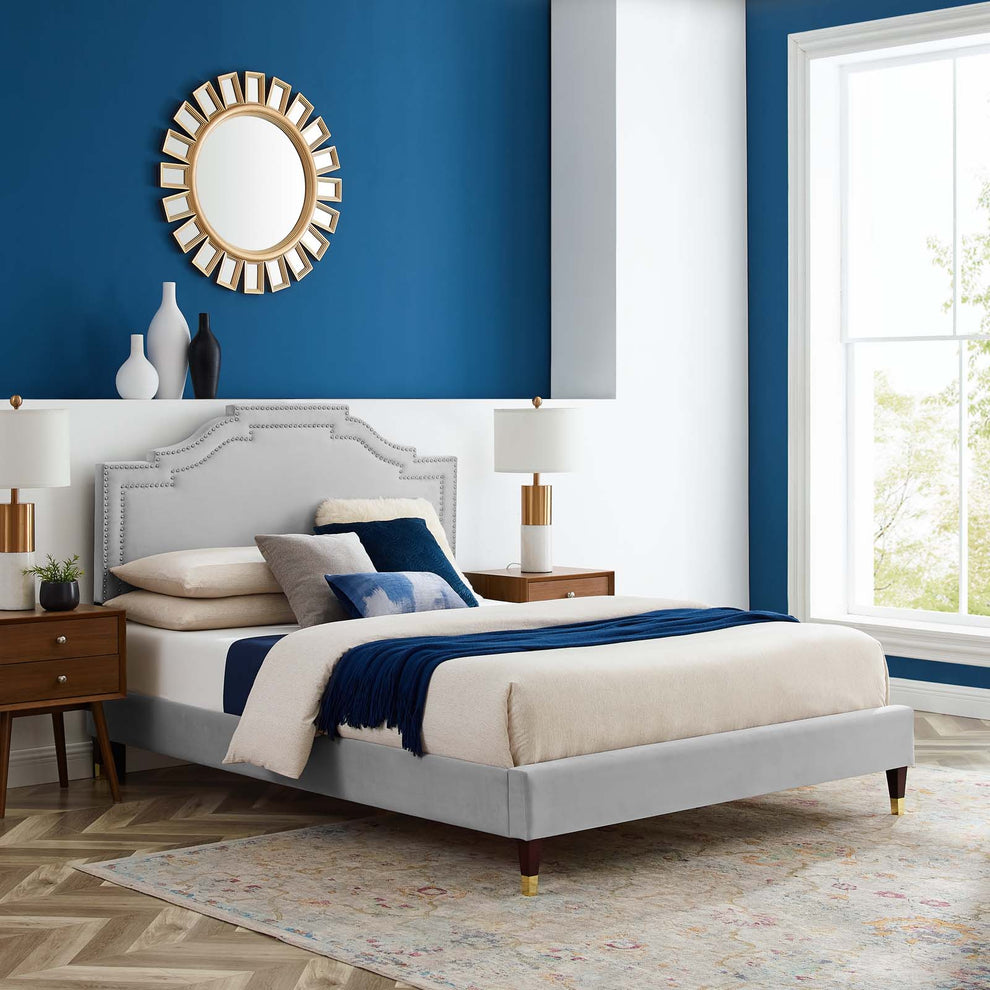 Adelaide Performance Velvet Queen Platform Bed By Modway - MOD-6581 | Beds | Modishstore - 34