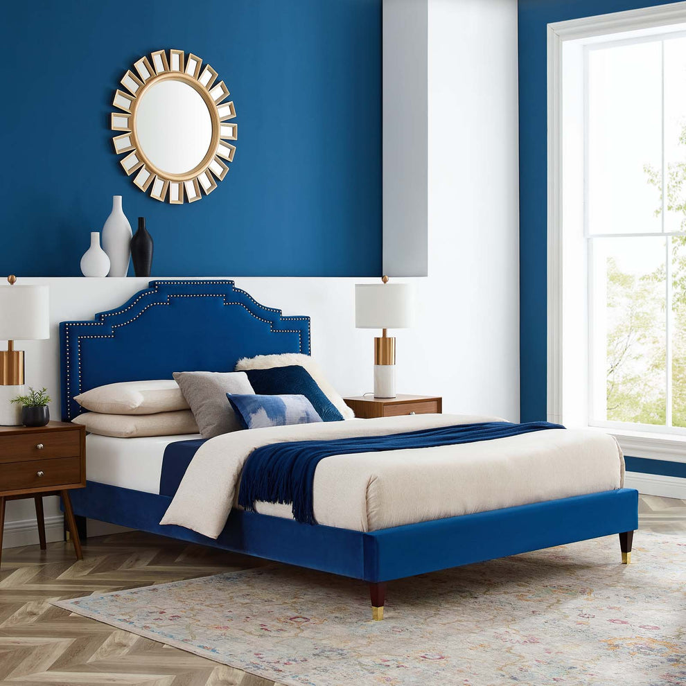 Adelaide Performance Velvet Queen Platform Bed By Modway - MOD-6581 | Beds | Modishstore - 61
