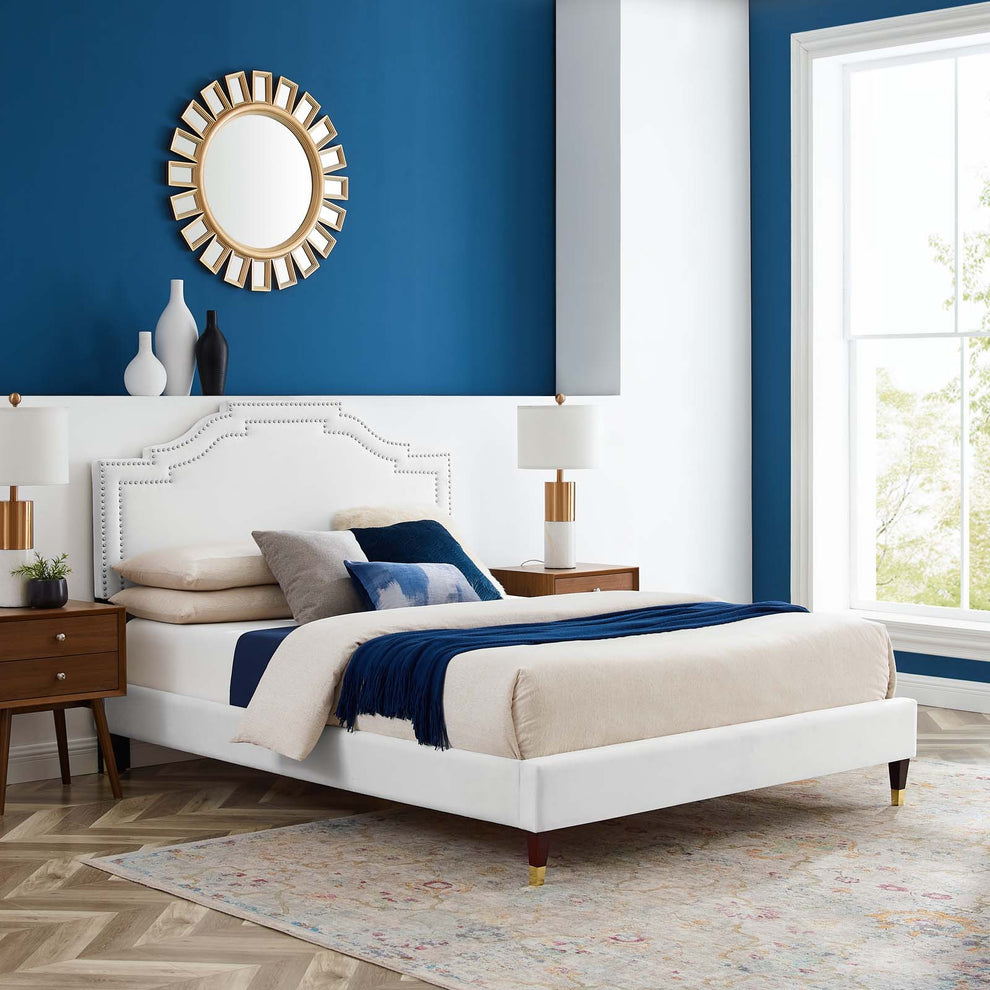 Adelaide Performance Velvet Queen Platform Bed By Modway - MOD-6581 | Beds | Modishstore - 103