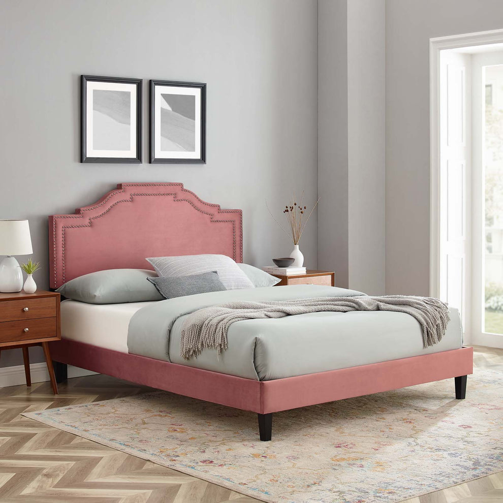 Adelaide Performance Velvet Queen Platform Bed By Modway - MOD-6582 | Beds | Modishstore - 19