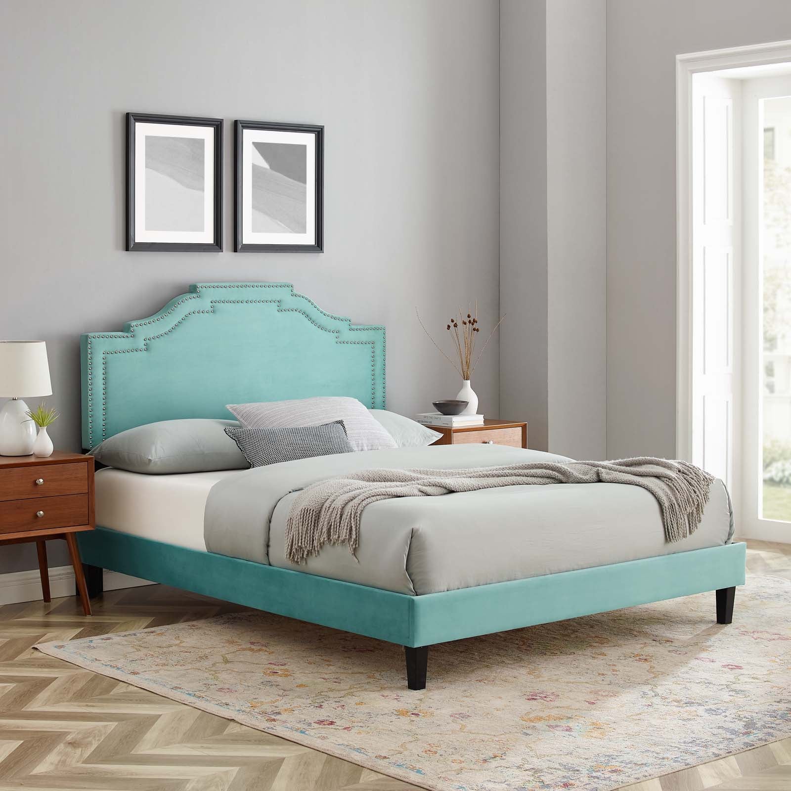 Adelaide Performance Velvet Queen Platform Bed By Modway - MOD-6582 | Beds | Modishstore - 45