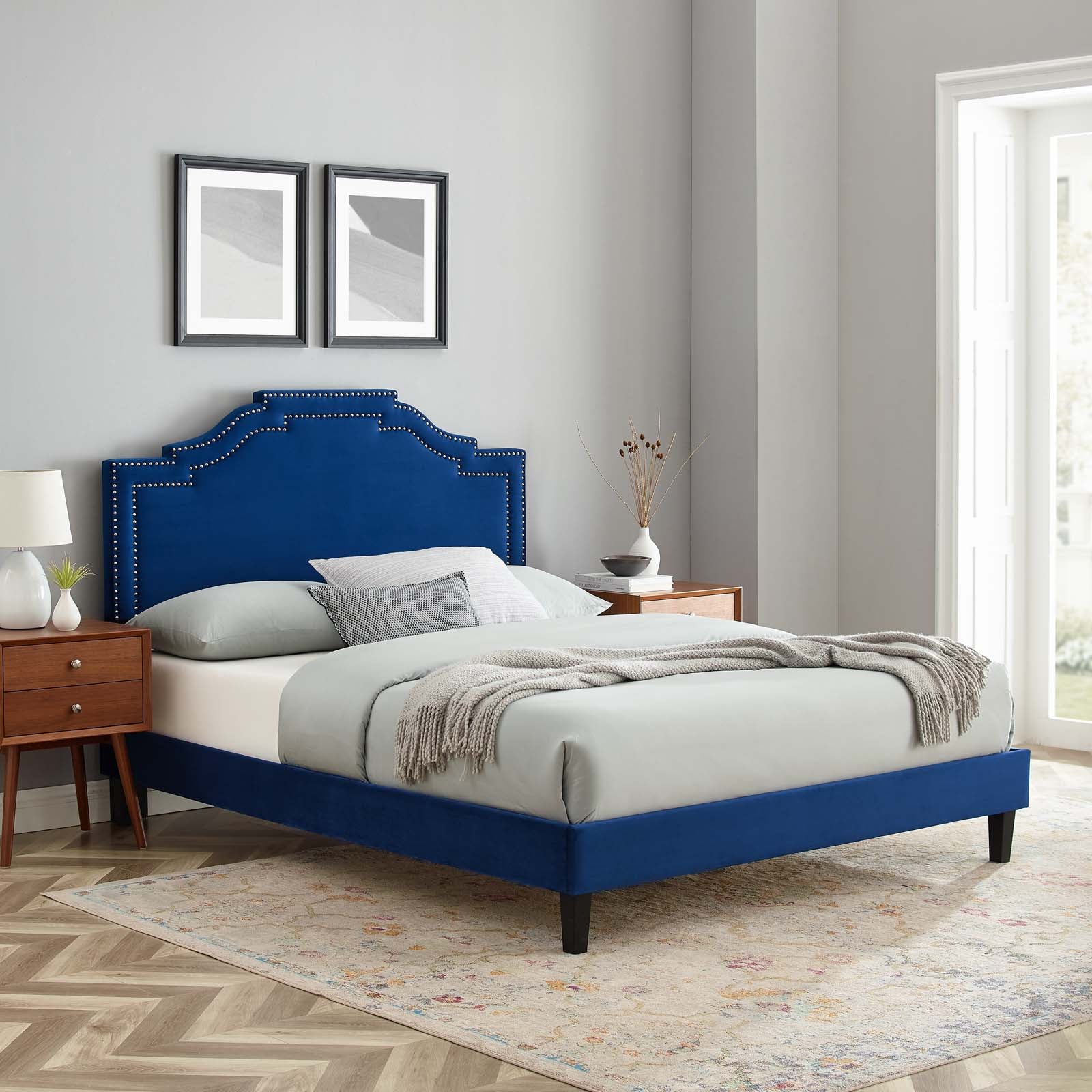 Adelaide Performance Velvet Queen Platform Bed By Modway - MOD-6582 | Beds | Modishstore - 58