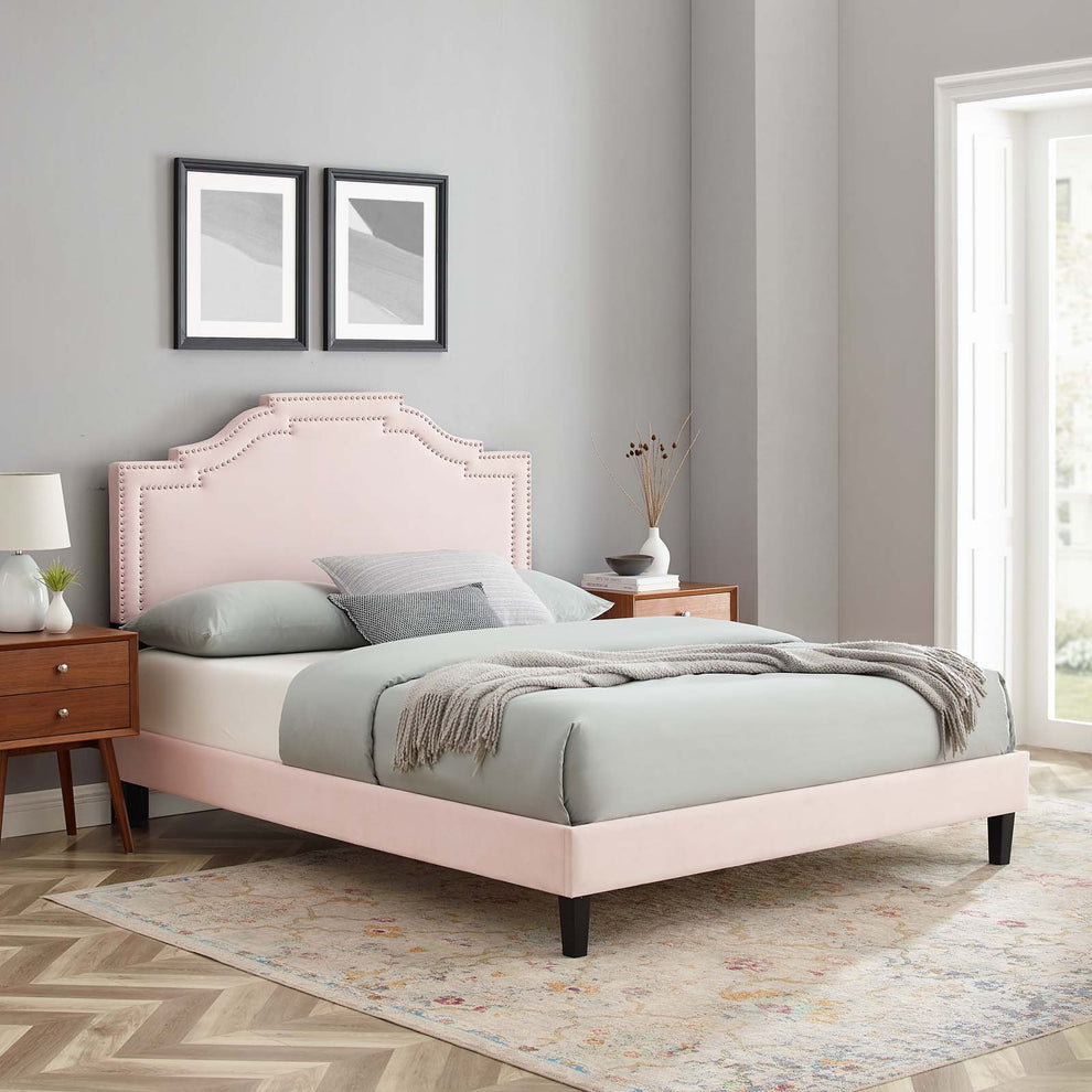 Adelaide Performance Velvet Queen Platform Bed By Modway - MOD-6582 | Beds | Modishstore - 71