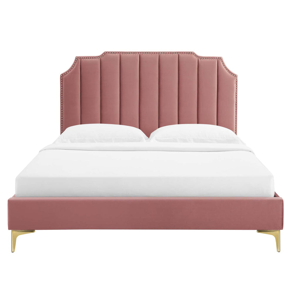 Colette Queen Performance Velvet Platform Bed By Modway - MOD-6583 | Beds | Modishstore - 28