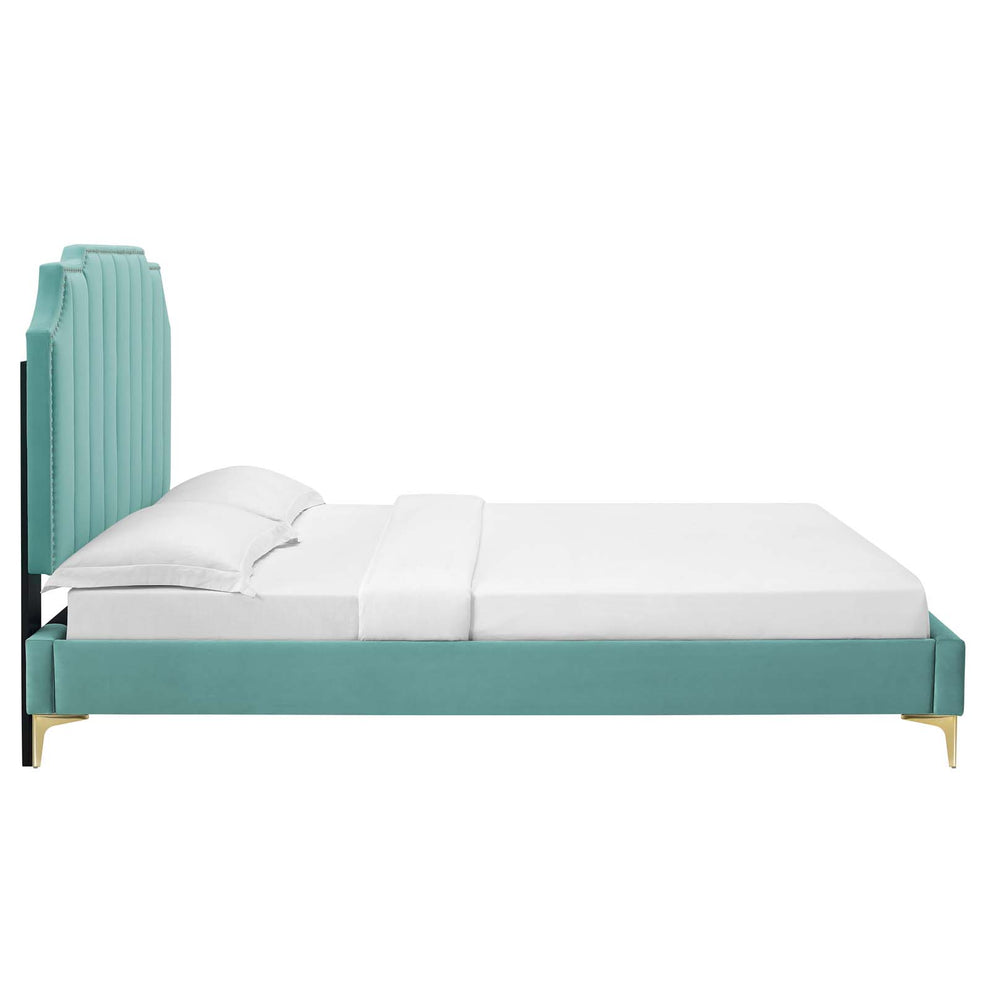 Colette Queen Performance Velvet Platform Bed By Modway - MOD-6583 | Beds | Modishstore - 59