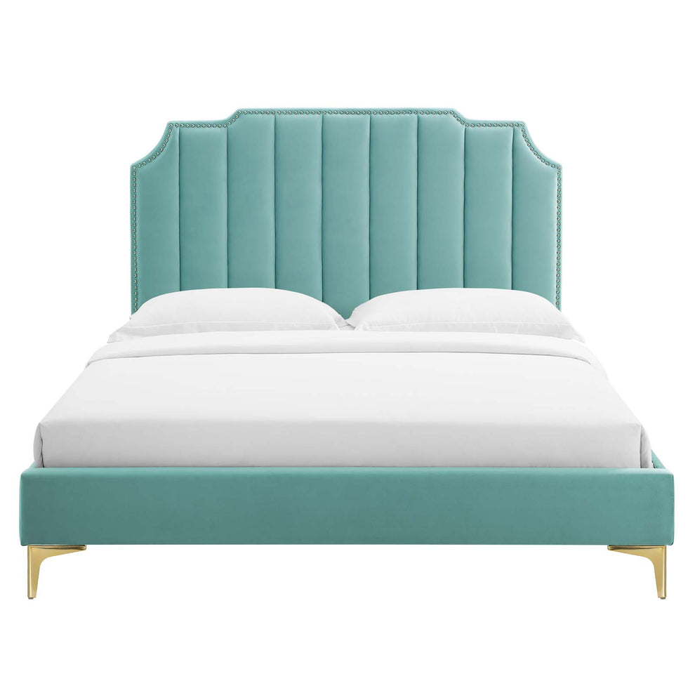 Colette Queen Performance Velvet Platform Bed By Modway - MOD-6583 | Beds | Modishstore - 60