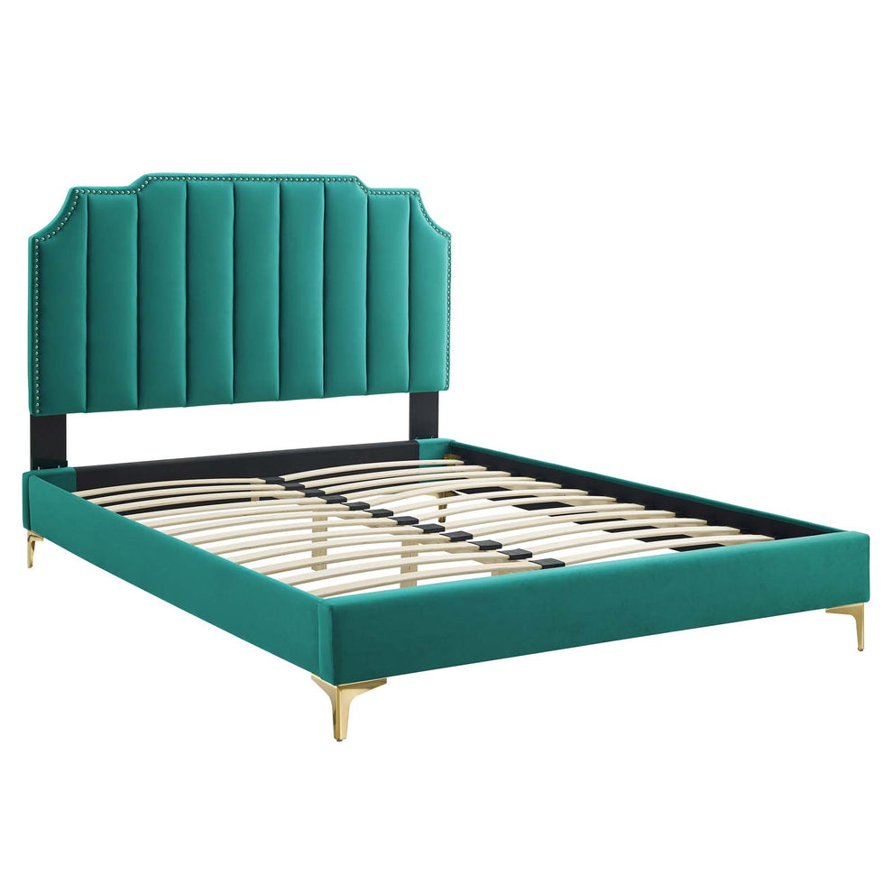 Colette Queen Performance Velvet Platform Bed By Modway - MOD-6583 | Beds | Modishstore - 106