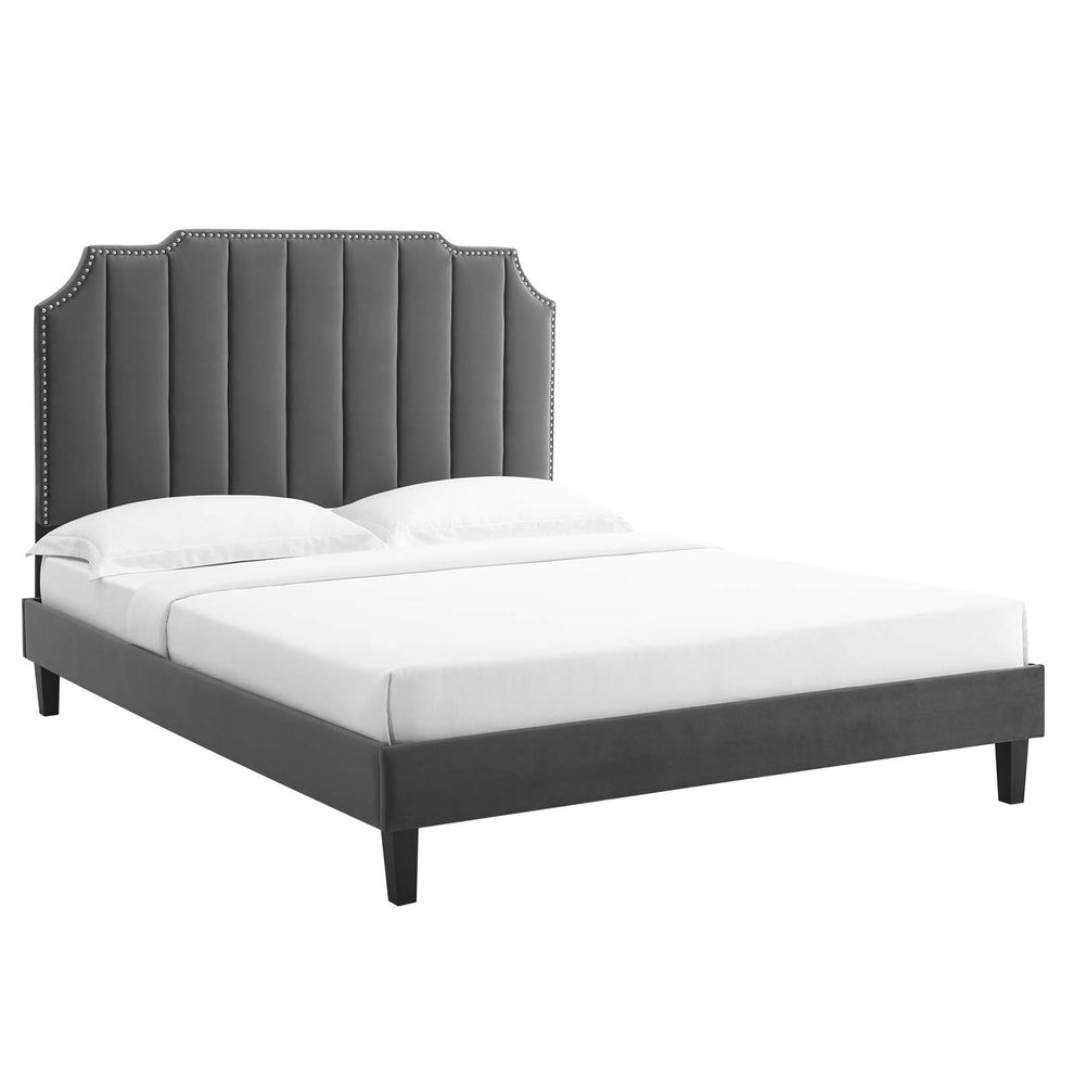 Colette Queen Performance Velvet Platform Bed By Modway - MOD-6585 | Beds | Modishstore - 2