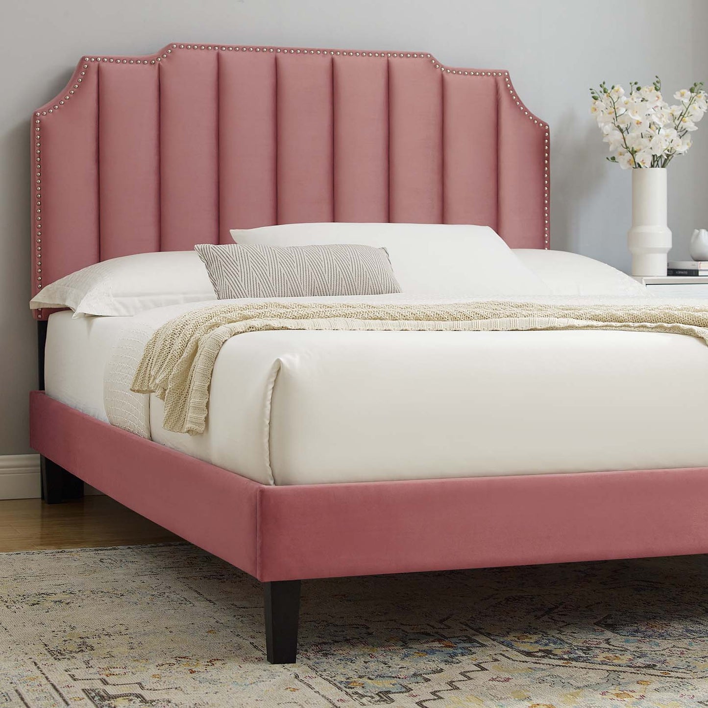 Colette Queen Performance Velvet Platform Bed By Modway - MOD-6585 | Beds | Modishstore - 17