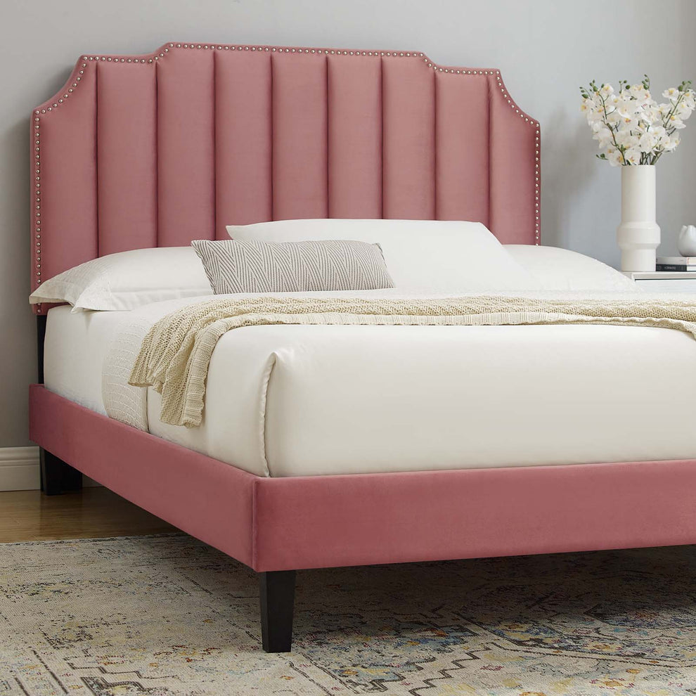 Colette Queen Performance Velvet Platform Bed By Modway - MOD-6585 | Beds | Modishstore - 17