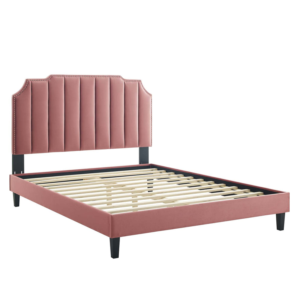 Colette Queen Performance Velvet Platform Bed By Modway - MOD-6585 | Beds | Modishstore - 26