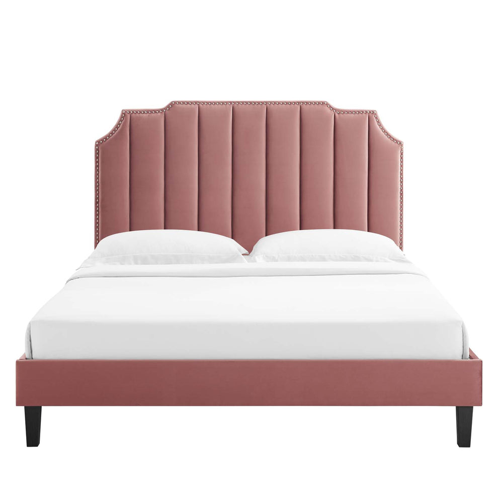 Colette Queen Performance Velvet Platform Bed By Modway - MOD-6585 | Beds | Modishstore - 28