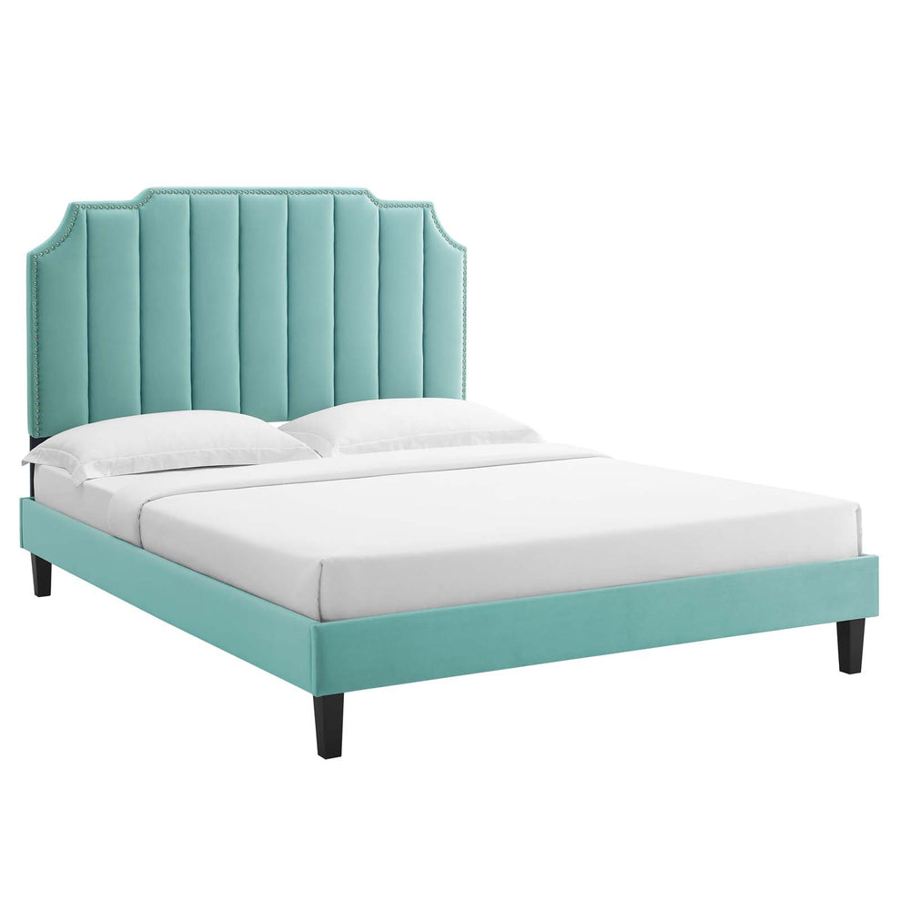 Colette Queen Performance Velvet Platform Bed By Modway - MOD-6585 | Beds | Modishstore - 49
