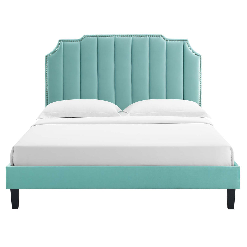 Colette Queen Performance Velvet Platform Bed By Modway - MOD-6585 | Beds | Modishstore - 60