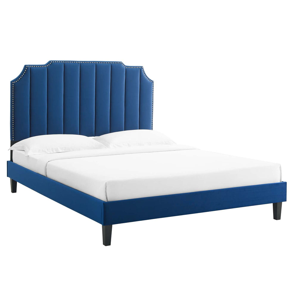 Colette Queen Performance Velvet Platform Bed By Modway - MOD-6585 | Beds | Modishstore - 65