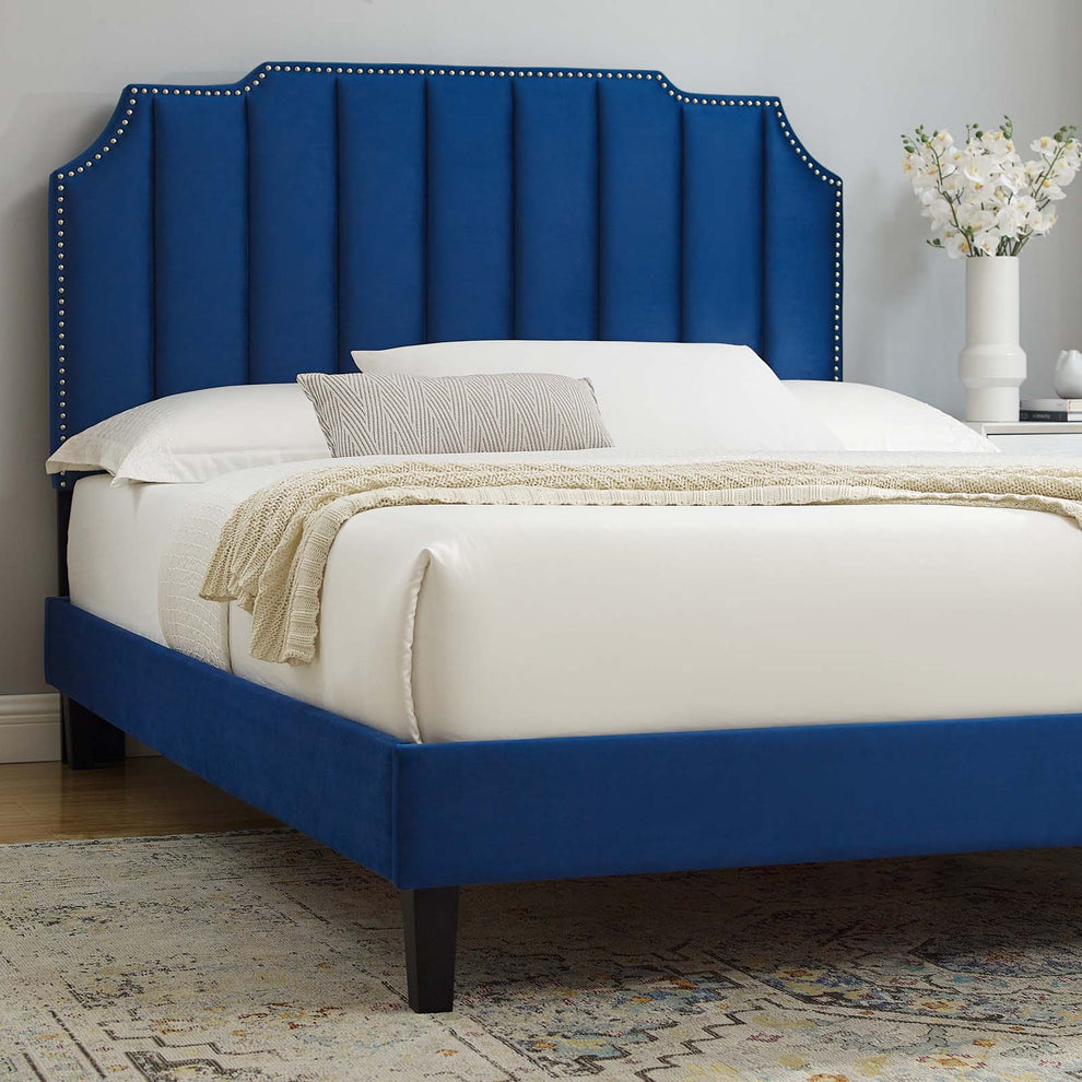 Colette Queen Performance Velvet Platform Bed By Modway - MOD-6585 | Beds | Modishstore - 72