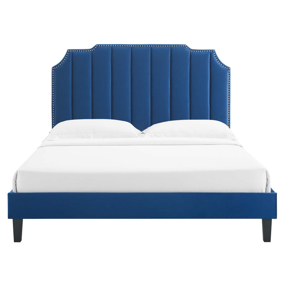 Colette Queen Performance Velvet Platform Bed By Modway - MOD-6585 | Beds | Modishstore - 76