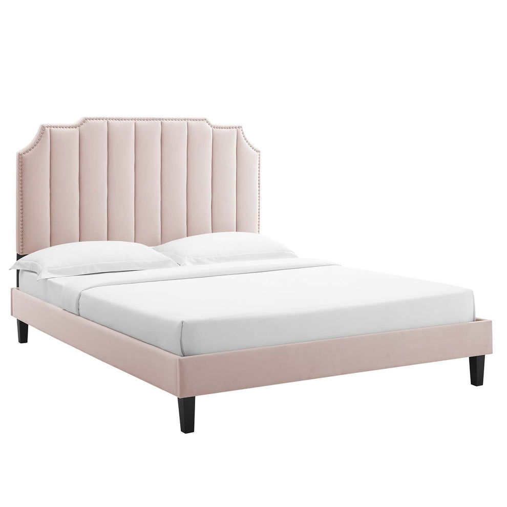 Colette Queen Performance Velvet Platform Bed By Modway - MOD-6585 | Beds | Modishstore - 81