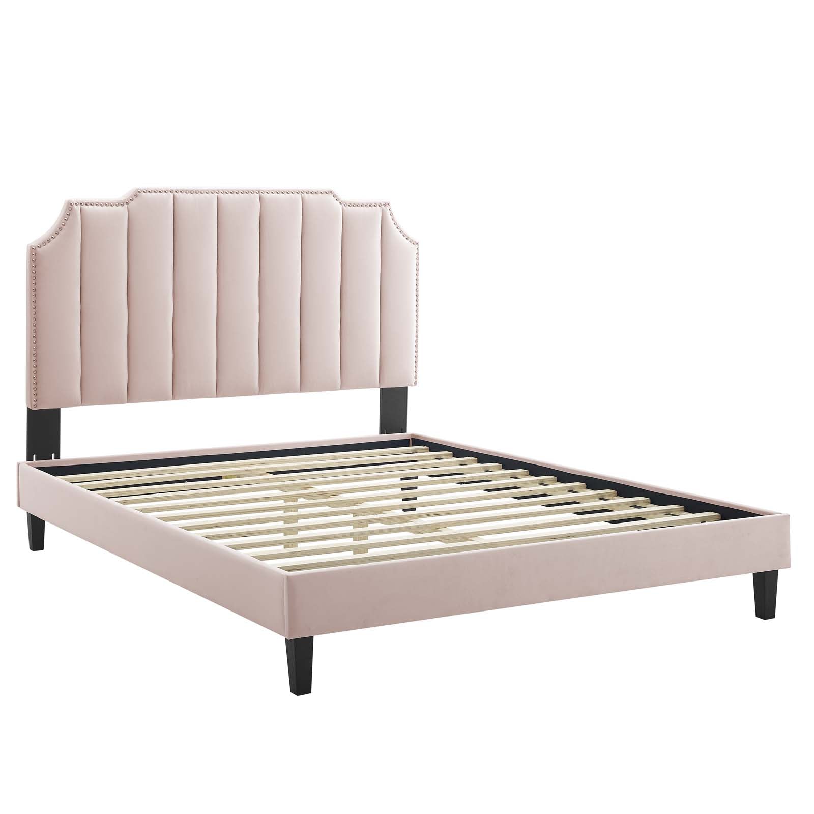 Colette Queen Performance Velvet Platform Bed By Modway - MOD-6585 | Beds | Modishstore - 90