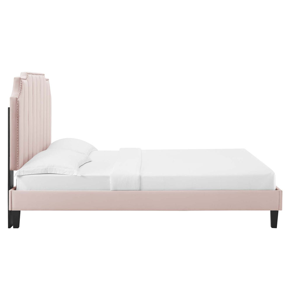 Colette Queen Performance Velvet Platform Bed By Modway - MOD-6585 | Beds | Modishstore - 91