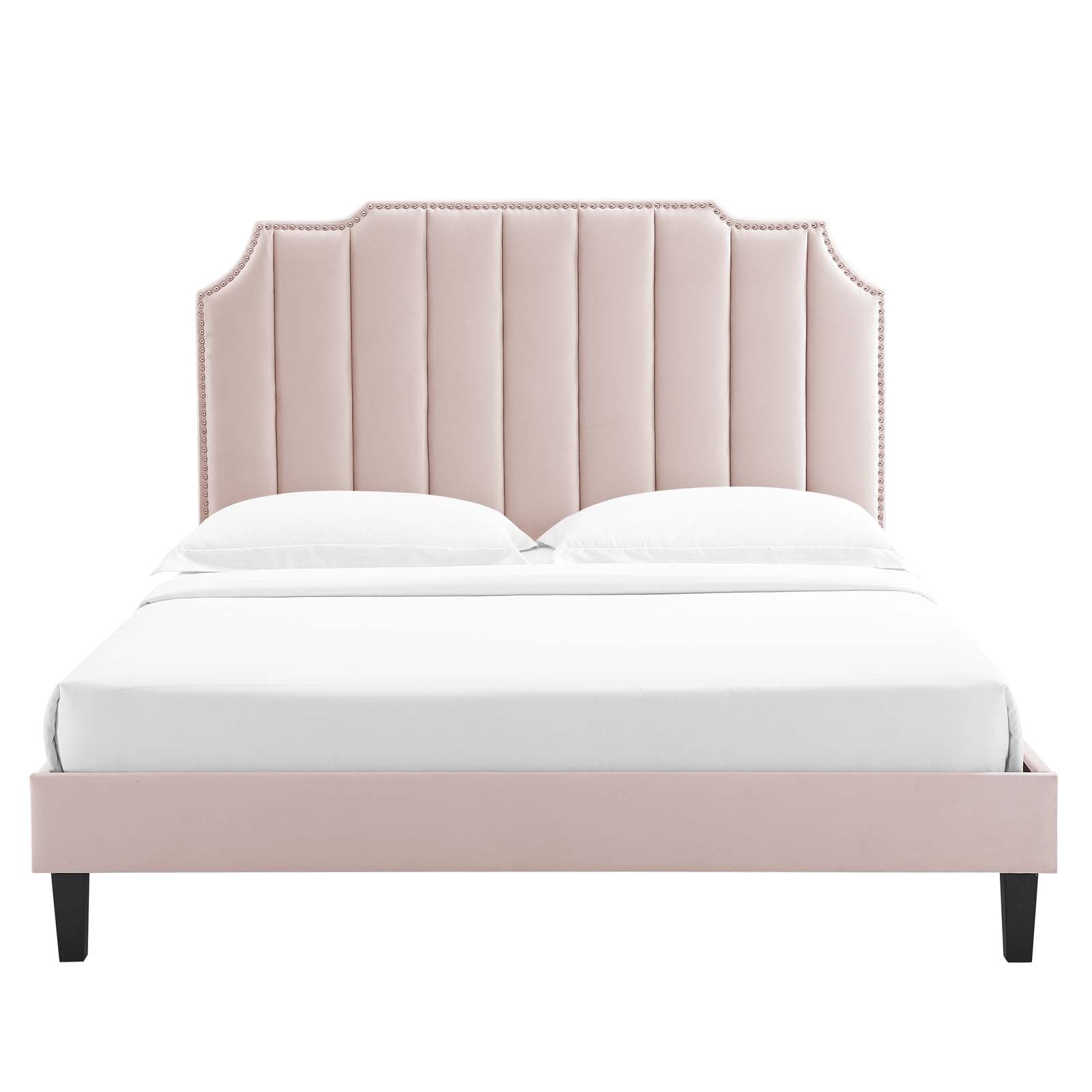 Colette Queen Performance Velvet Platform Bed By Modway - MOD-6585 | Beds | Modishstore - 92