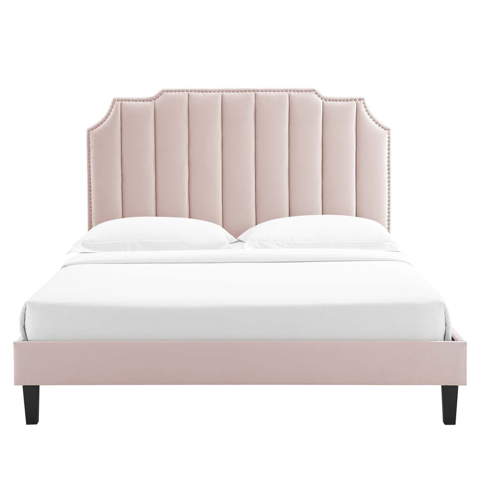 Colette Queen Performance Velvet Platform Bed By Modway - MOD-6585 | Beds | Modishstore - 92