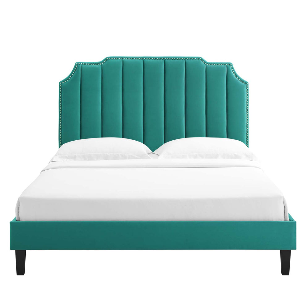 Colette Queen Performance Velvet Platform Bed By Modway - MOD-6585 | Beds | Modishstore - 108