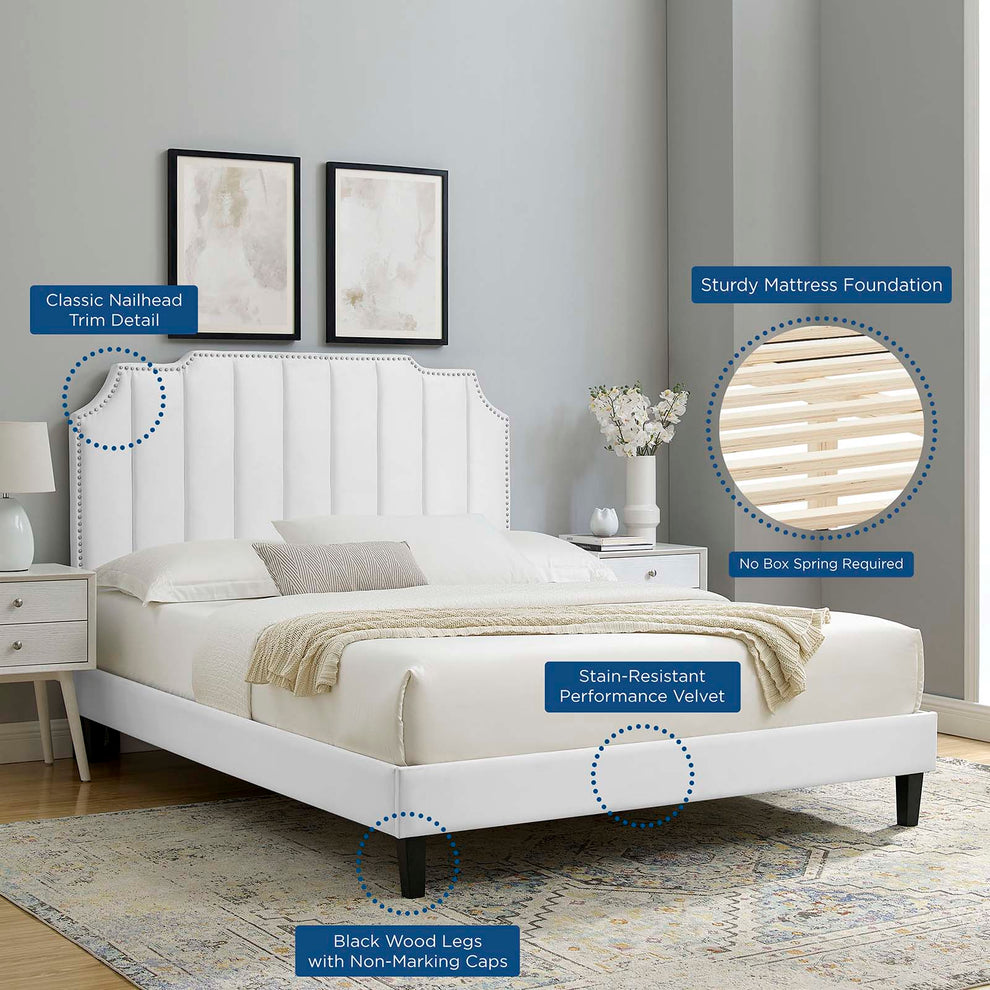 Colette Queen Performance Velvet Platform Bed By Modway - MOD-6585 | Beds | Modishstore - 121