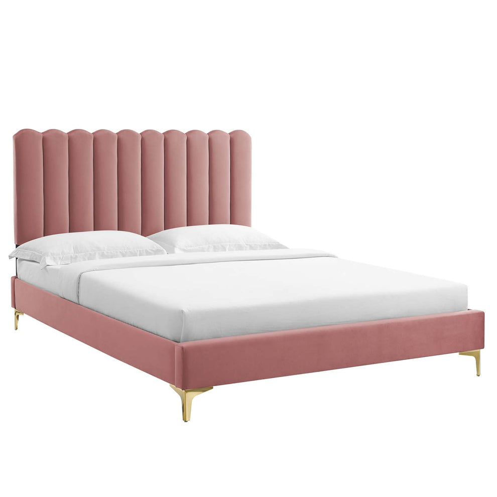 Reagan Queen Performance Velvet Platform Bed By Modway - MOD-6586 | Beds | Modishstore - 17