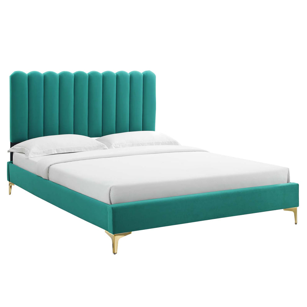 Reagan Queen Performance Velvet Platform Bed By Modway - MOD-6586 | Beds | Modishstore - 81