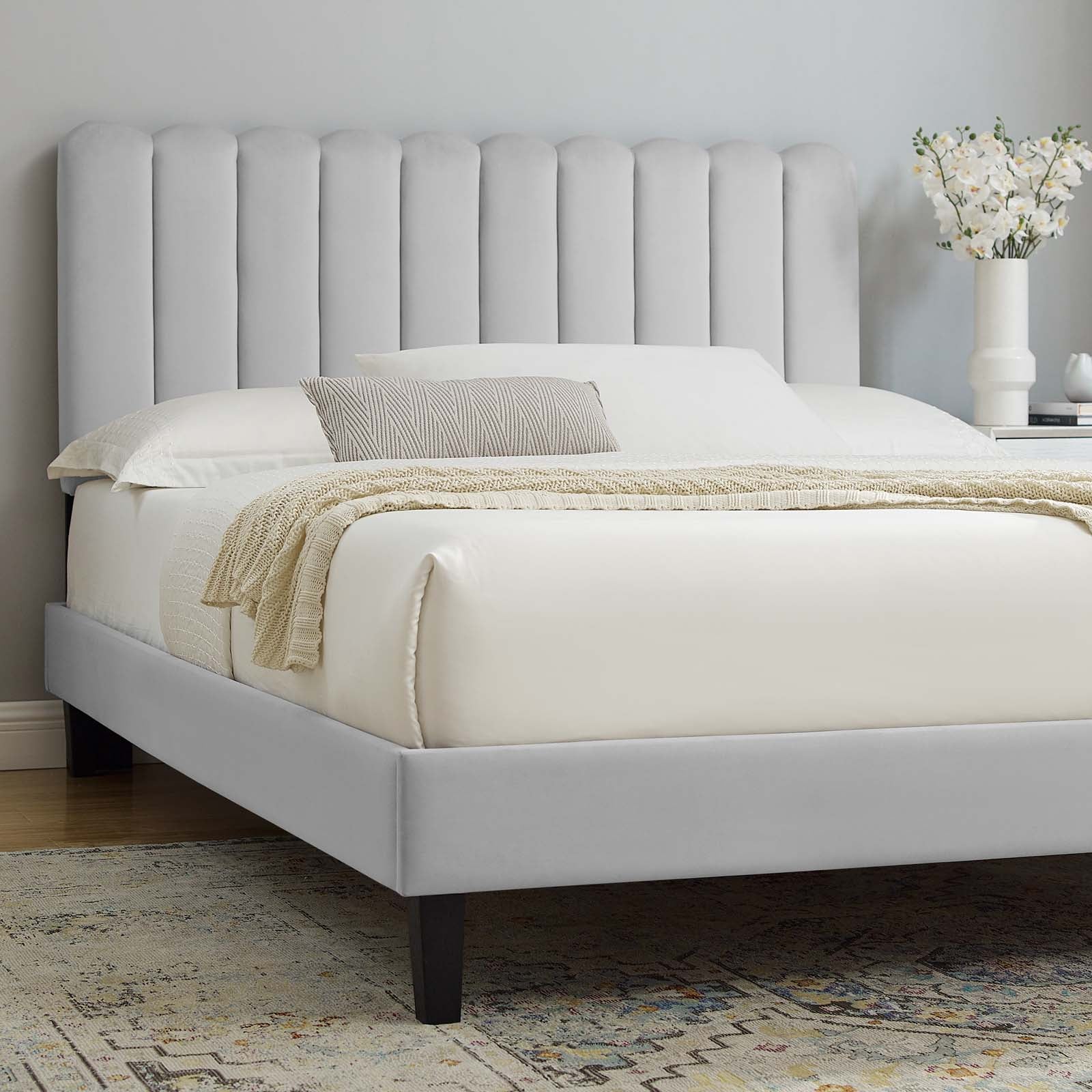 Reagan Queen Performance Velvet Platform Bed By Modway - MOD-6588 | Beds | Modishstore - 40