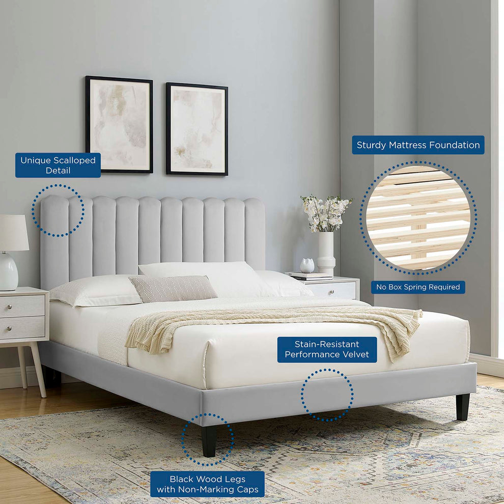 Reagan Queen Performance Velvet Platform Bed By Modway - MOD-6588 | Beds | Modishstore - 41